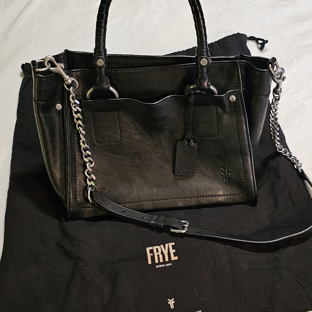 Frye Black Leather Satchel Handbag